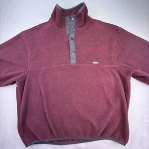 Woolrich Polartec Burgundy Snap Pullover Fleece Sweatshirt, Size L, Made In USA!